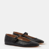 Le Monde Beryl - Ballet Mary Jane / Black Leather Ostrich Effect