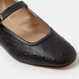 Le Monde Beryl - Ballet Mary Jane / Black Leather Ostrich Effect