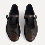 Le Monde Beryl - Ballet Mary Janes / Chocolate Leather Snake Effect