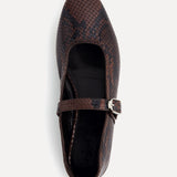 Le Monde Beryl - Ballet Mary Janes / Chocolate Leather Snake Effect