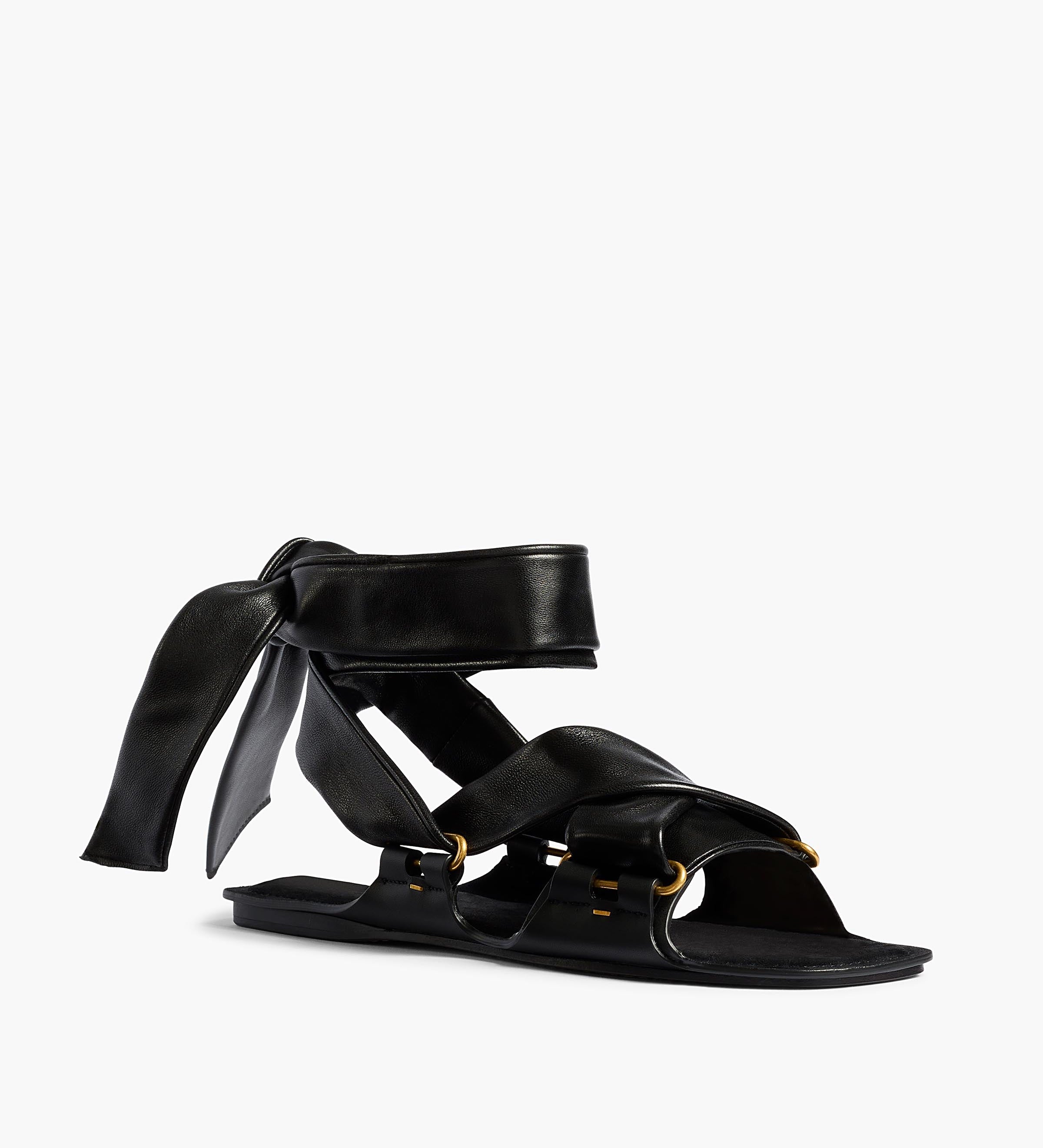 Khaite - Boden Tied Sandal in Black Leather