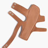 Khaite - Boden Sandal in Dark Tan Leather with Silver Studs