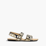 Khaite - Boden Sandal in Natural Python-Embossed Leather with Silver Studs