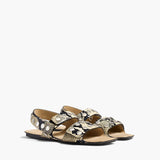 Khaite - Boden Sandal in Natural Python-Embossed Leather with Silver Studs