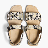 Khaite - Boden Sandal in Natural Python-Embossed Leather with Silver Studs