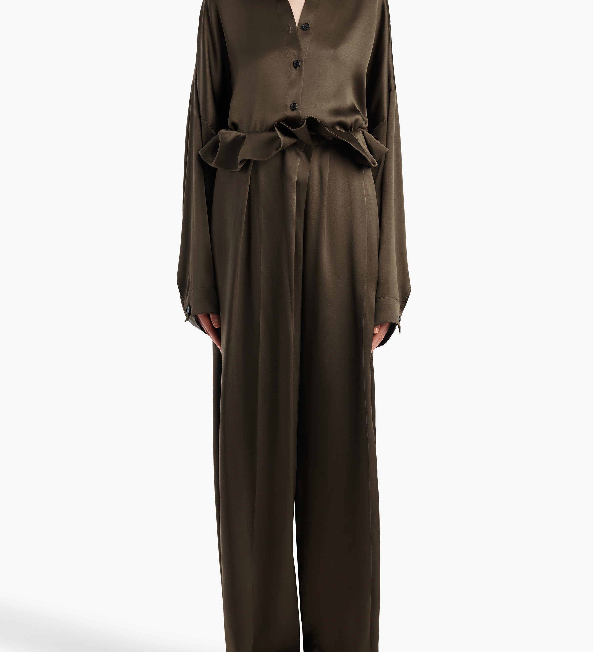Khaite - Bodine Top in Dark Olive Silk