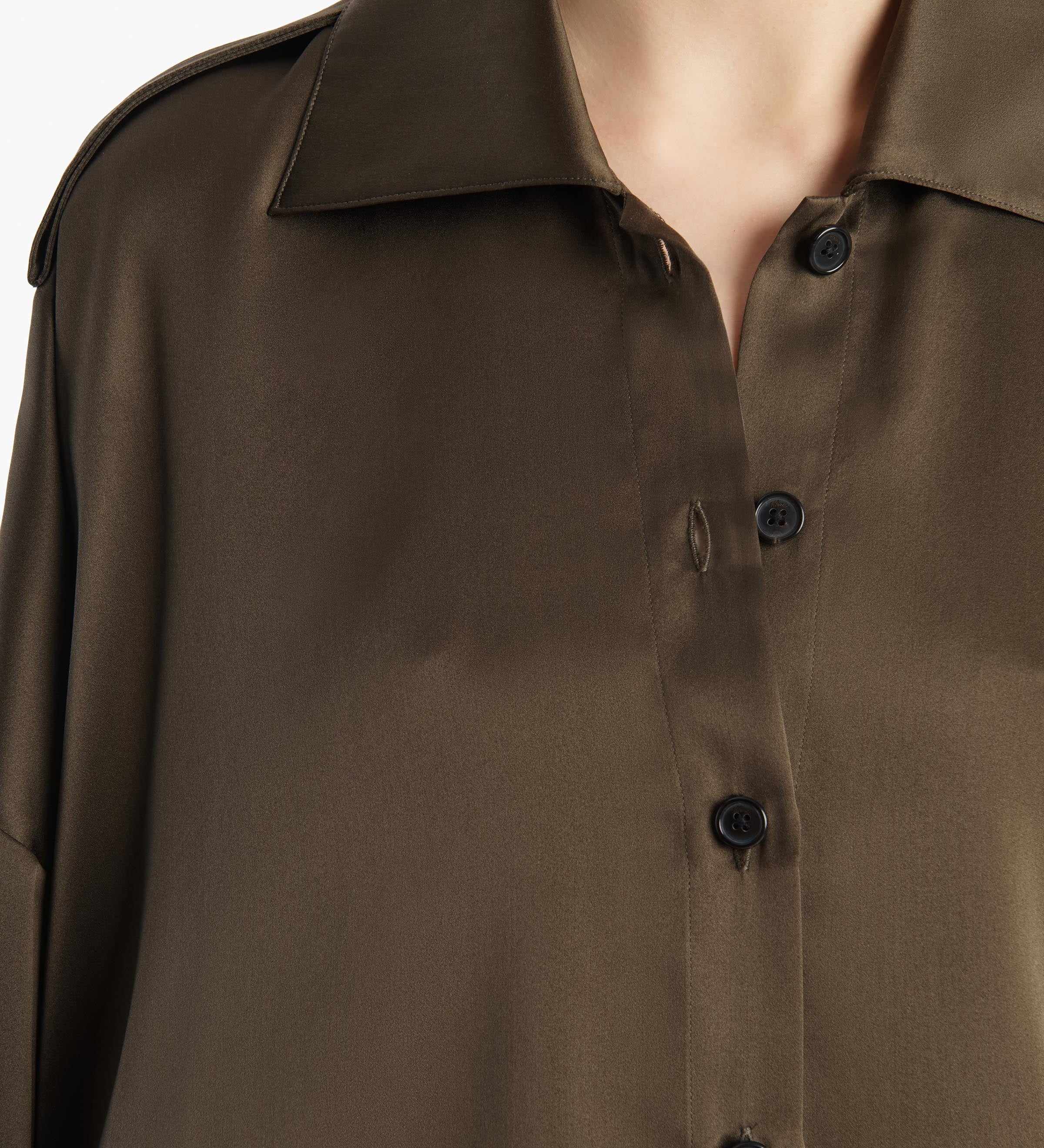 Khaite - Bodine Top in Dark Olive Silk