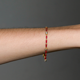 Dorsey - ENAMEL MOISSANITE BRACELET IN BORDEAUX, 18K GOLD VERMEIL