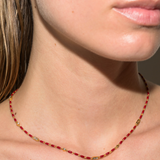 Dorsey - ENAMEL MOISSANITE NECKLACE IN BORDEAUX, 18K GOLD VERMEIL