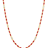 Dorsey - ENAMEL MOISSANITE NECKLACE IN BORDEAUX, 18K GOLD VERMEIL