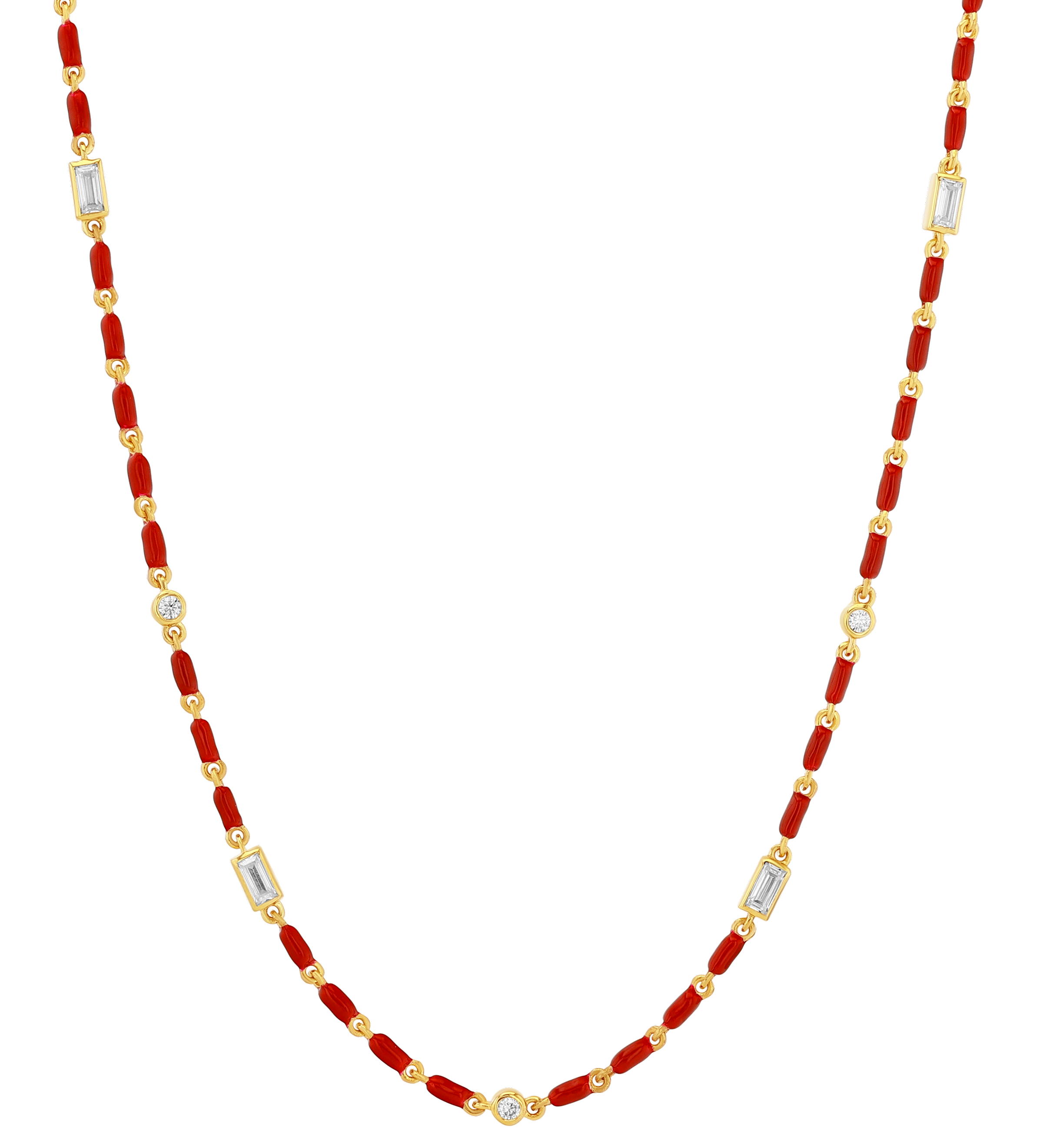 Dorsey - ENAMEL MOISSANITE NECKLACE IN BORDEAUX, 18K GOLD VERMEIL
