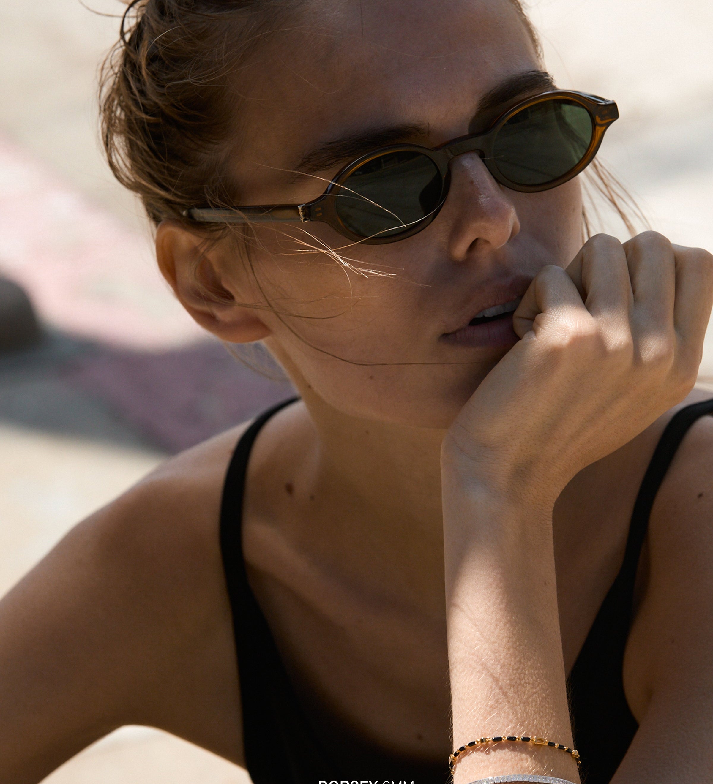 Dorsey - ENAMEL MOISSANITE BRACELET IN BEURRE, 18K GOLD VERMEIL