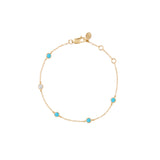 Dorsey - CLEMENCE, NANO TURQUOISE AND LAB DIAMOND 5 STONE STRAND BRACELET, GOLD