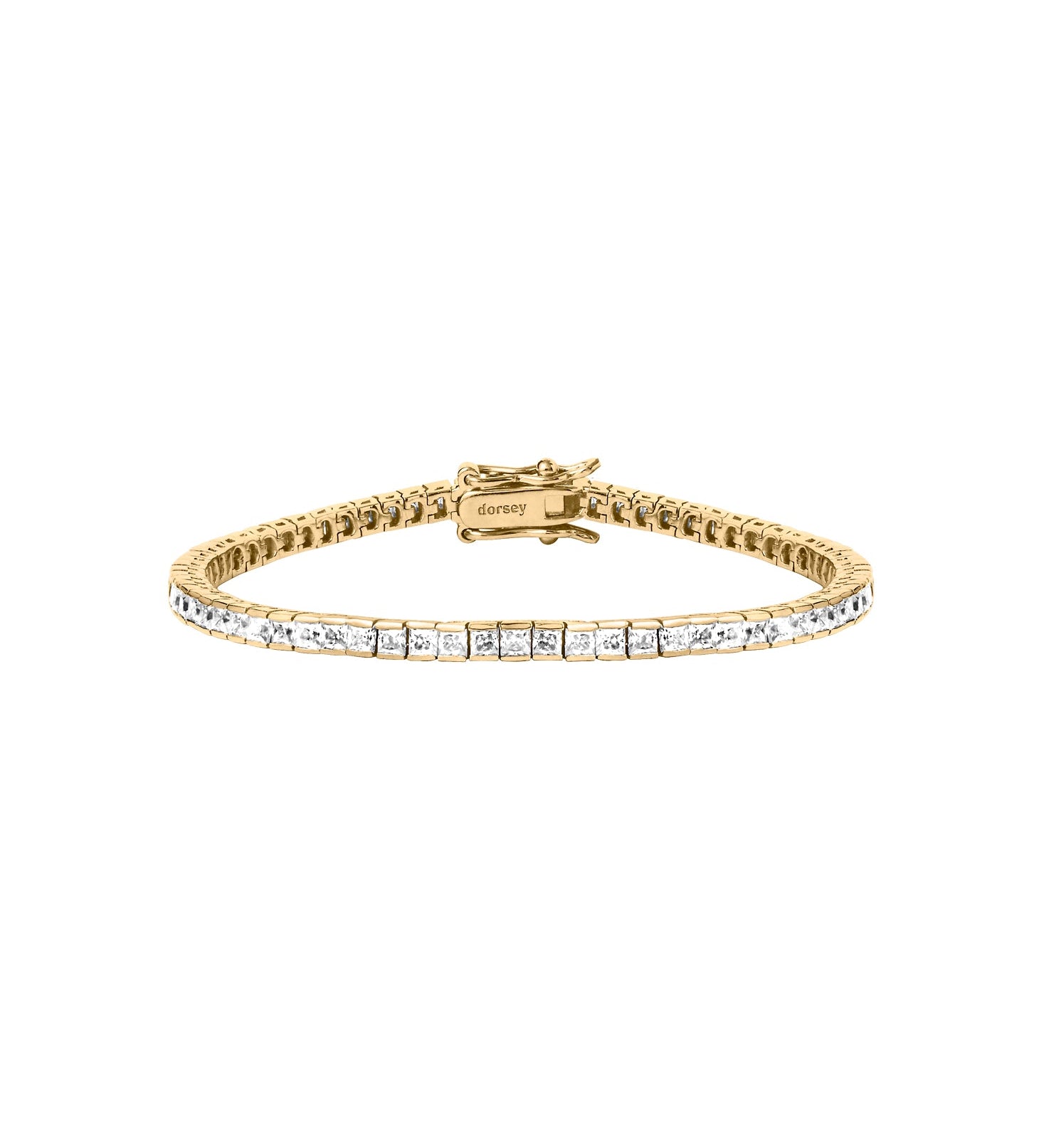 Dorsey - PRINCESS - CUT RIVIÈRE BRACELET IN 2MM MOISSANITE, 18K GOLD VERMEIL