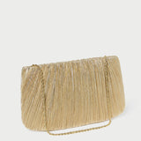 Loeffler Randall - Brit Gold Lamé Pleated Clutch