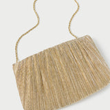 Loeffler Randall - Brit Gold Lamé Pleated Clutch