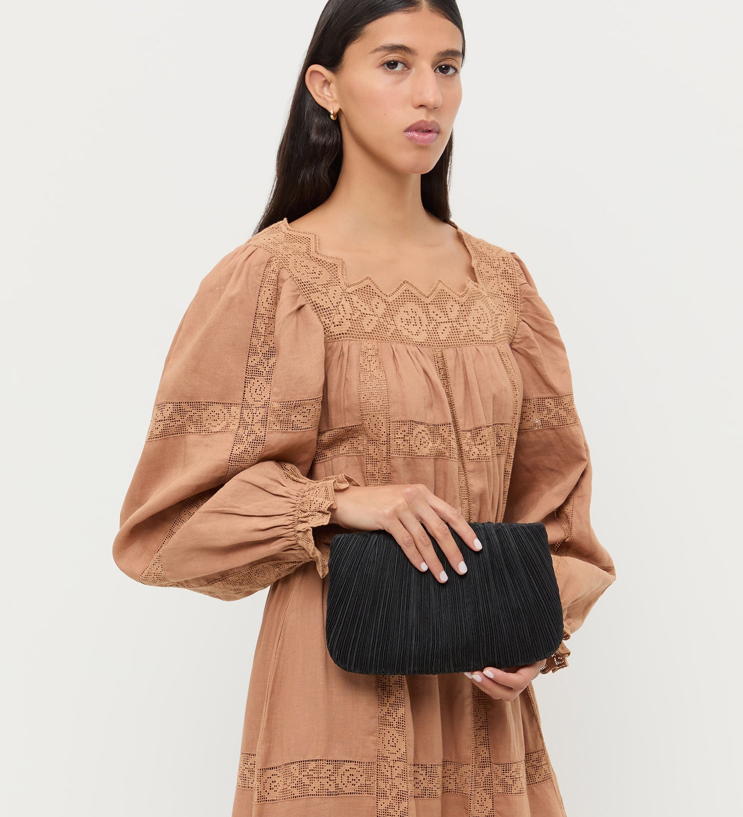 Loeffler Randall - Brit Black Flat Pleated Clutch