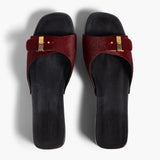 Khaite - Britt Clog in Cherry Haircalf