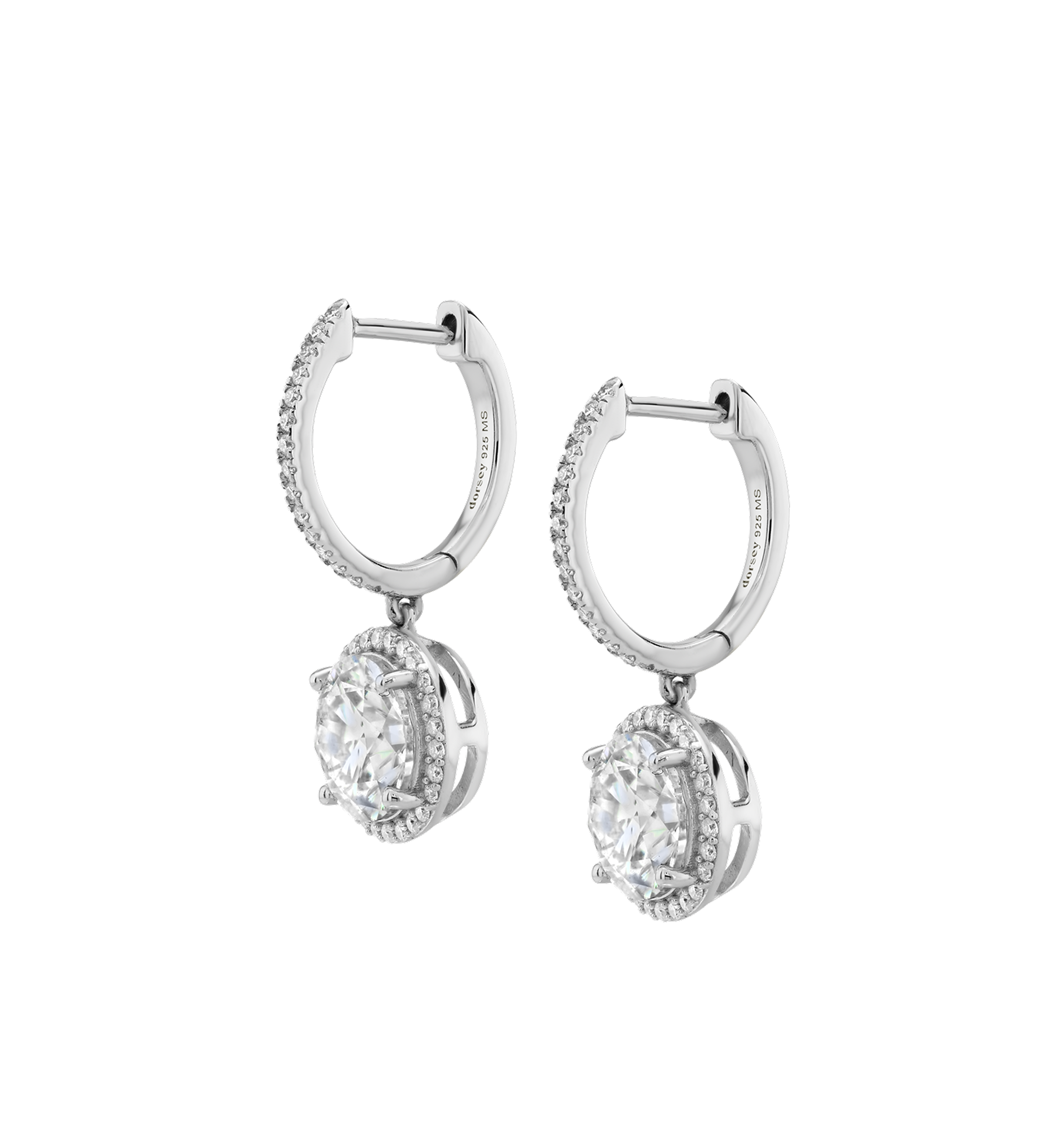 Dorsey - BRONWYN ROUND - CUT EARRINGS IN MOISSANITE, STERLING SILVER