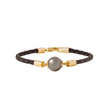Dorsey - 14K YELLOW GOLD SINGLE PEARL BRACELET, MARRON