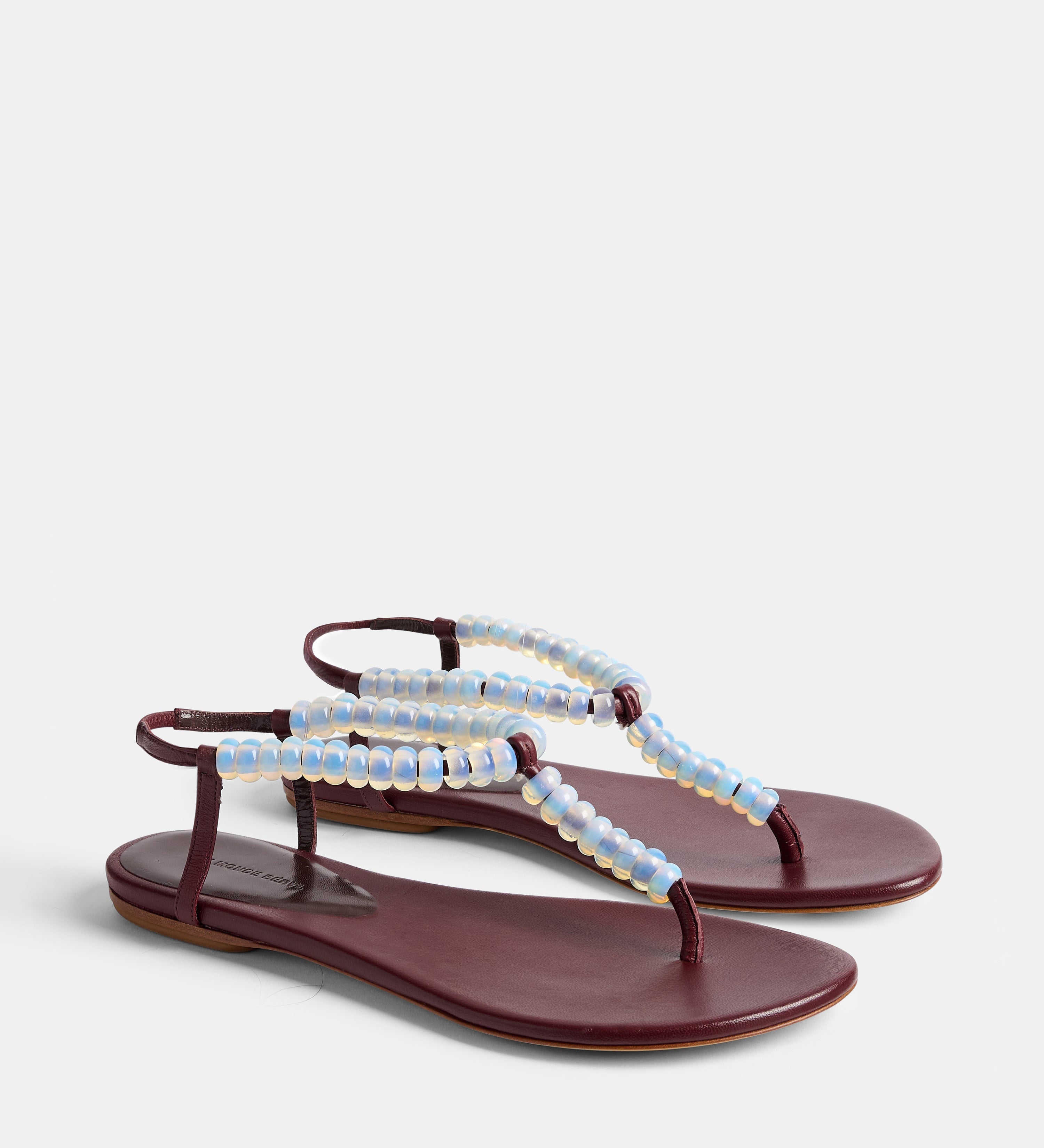 Le Monde Beryl - Beaded Thong / Burgundy Leather