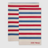 Metier - Small Beach Blanket Sustainable Cotton Red and Blue Stripe