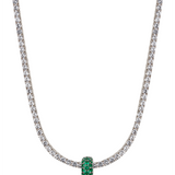 Dorsey - THREE-ROW RIVIÈRE PENDANT, NANO CRYSTAL EMERALD, SILVER
