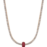 Dorsey - THREE-ROW RIVIÈRE PENDANT, LAB RED SAPPHIRE, GOLD