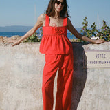 Ciao Lucia - Dania Red Cotton Poplin Pant