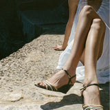 Ciao Lucia - Larroudé x Ciao Lucia: Daiana Wedge Sandal Black Leather