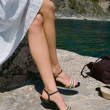 Ciao Lucia - Larroudé x Ciao Lucia: Daiana Wedge Sandal Black Leather