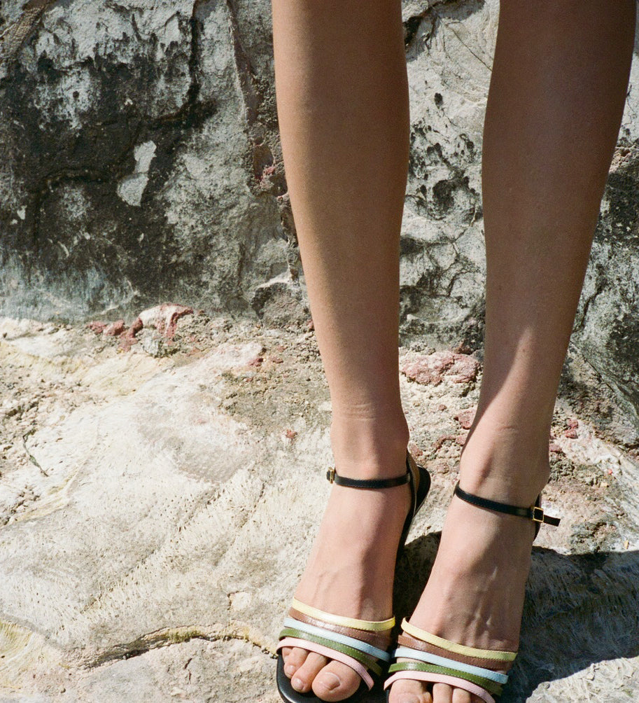 Ciao Lucia - Larroudé x Ciao Lucia: Daiana Wedge Sandal Black Leather