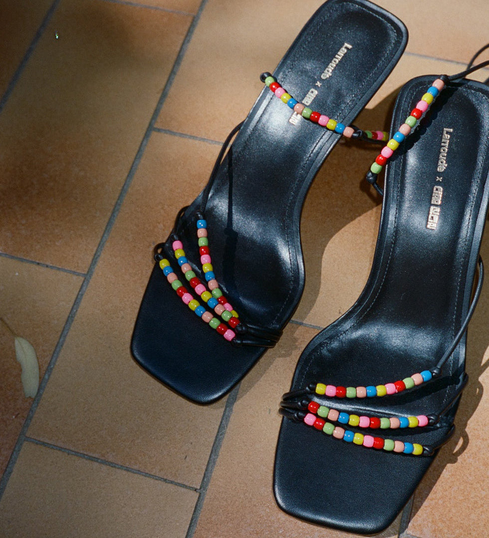 Ciao Lucia - Larroudé x Ciao Lucia: Eloisa Sandal Black Leather