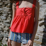 Ciao Lucia - Ander Red Cotton Poplin Lace Top