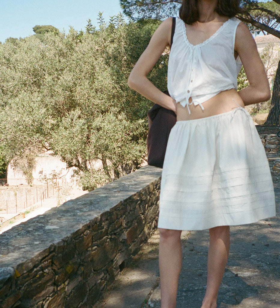 Ciao Lucia - Bria Ivory Cotton Poplin Skirt