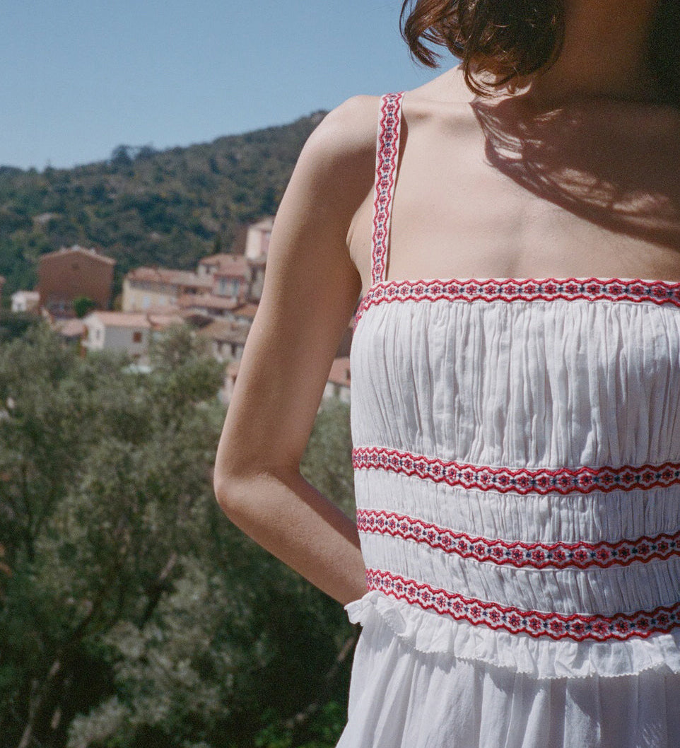 Ciao Lucia - Carolyne Floral Embroidered White Voile Dress
