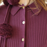 Conner Ives - The Pom Pom Cardigan - Burgundy