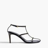 Khaite - Cage Sandal in Black Leather with Gold Studs