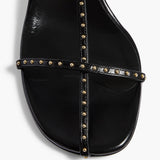 Khaite - Cage Sandal in Black Leather with Gold Studs