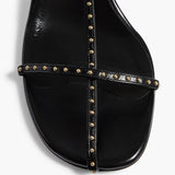 Khaite - Cage Sandal in Black Leather with Gold Studs