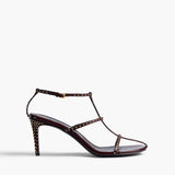 Khaite - Cage Sandal in Bordeaux Leather with Gold Studs