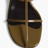 Khaite - Cage Sandal in Dark Olive Patent Leather