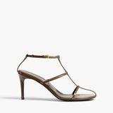 Khaite - Cage Sandal in Dark Olive Patent Leather