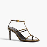 Khaite - Cage Sandal in Dark Olive Patent Leather