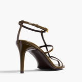 Khaite - Cage Sandal in Dark Olive Patent Leather