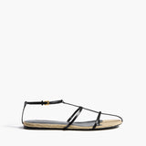 Khaite - Cage Flat Sandal in Natural Raffia with Black Leather
