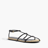 Khaite - Cage Flat Sandal in Natural Raffia with Black Leather