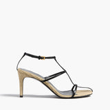 Khaite - Cage Sandal in Natural Raffia with Black Leather