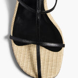 Khaite - Cage Sandal in Natural Raffia with Black Leather