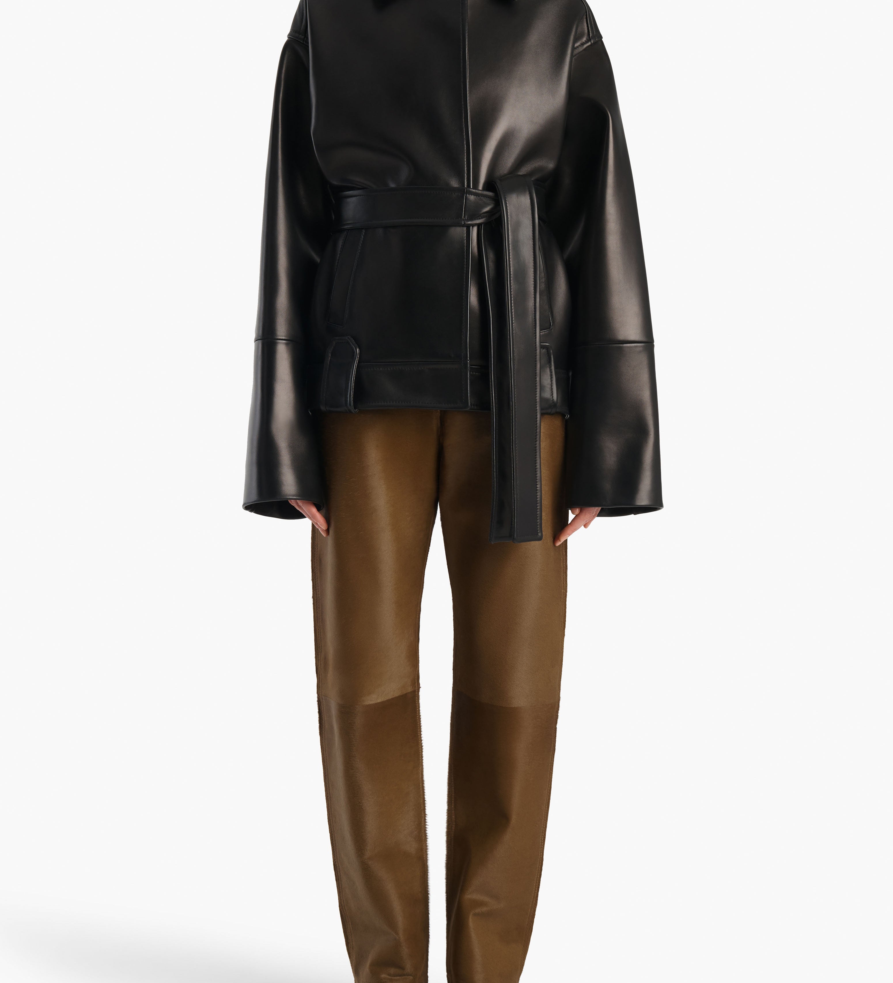 Khaite - Callum Pant in Almond Haircalf